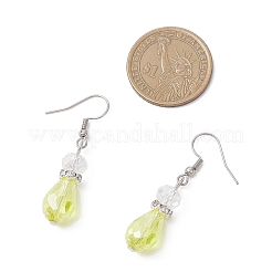 Серьги-подвески из гальванического стекла в форме капли&nbsp;EJEW-JE06796