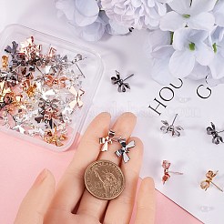 50 шт. 5-х цветная фурнитура для сережек-гвоздиков в виде банта из латуни&nbsp;KK-SP0001-47