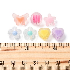 100шт 5 стиля матовые прозрачные акриловые бусины&nbsp;OACR-FP0001-22