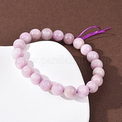 Натуральные круглые бусины кунцита эластичные браслеты для женщин и мужчин&nbsp;LS-BJEW-A149-01