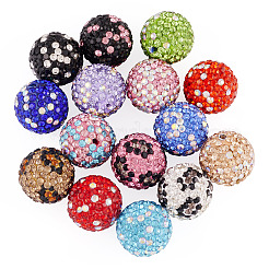 15 шт. 15-цветные бусины из полимерной глины ручной работы со стразами&nbsp;RB-TA0001-15