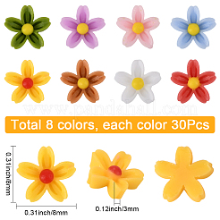 240 шт. 8-х цветные кабошоны из смолы сакуры&nbsp;FIND-SC0019-68