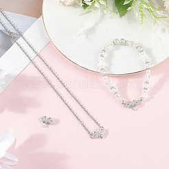 3 шт. 925 банта из стерлингового серебра с прозрачными кубическими цирконами и каплевидными многорядными звеньями&nbsp;STER-BBC0008-44