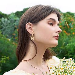 1 пара серег-колец в форме бабочек из латуни с прозрачным кубическим цирконием&nbsp;EJEW-TA0008-58