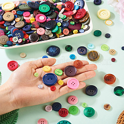 Плоские круглые пуговицы из смолы&nbsp;BUTT-TAC0017-01A