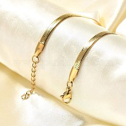 Ионное покрытие (ip) браслеты-цепочки унисекс из нержавеющей стали 304 с рисунком «елочка»&nbsp;LS-BJEW-O177-01A-G