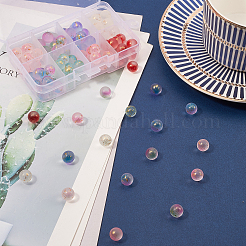 96шт 8 цвета прозрачные окрашенные распылением матовые стеклянные бусины&nbsp;GLAA-CJ0001-40