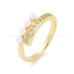 Кольца для женщин с микропаве из латуни и прозрачными кубическими цирконами&nbsp;LS-RJEW-R011-08G-02