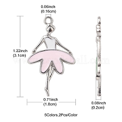 10шт 5 цвета сплава эмалевые подвески&nbsp;ENAM-YW0002-90