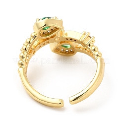 Открытое кольцо-манжета каплевидного цвета зеленого кубического циркония&nbsp;RJEW-E064-08G