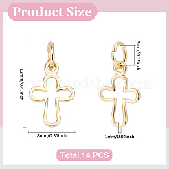 14 шт. латунные маленькие крестики-подвески&nbsp;KK-LP0001-51