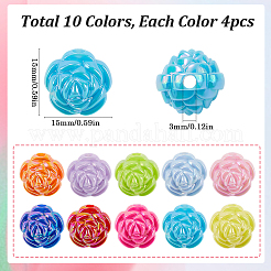 40 шт. 10-цветные переливающиеся акриловые бусины с УФ-покрытием&nbsp;MACR-SP0001-39