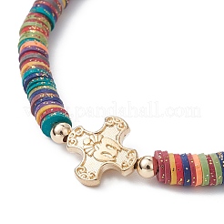 Эластичные браслеты Heishi Surfer в форме диска из полимерной глины&nbsp;BJEW-JB09835