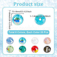 160 шт. 8 вида прозрачных гальванических стеклянных бусин&nbsp;EGLA-GA0001-35