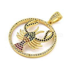 Настоящие 18к позолоченные латунные подвески с микропаве и кубическим цирконием&nbsp;KK-R159-37G