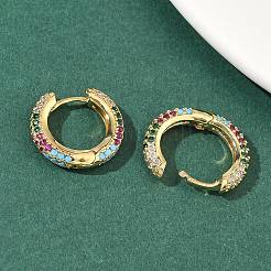 Латунные микро проложить серьги обруча кубического циркония&nbsp;EJEW-C181-13G