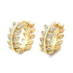 Прозрачные серьги-кольца с листьями кубического циркония&nbsp;LS-EJEW-B013-01