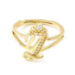 Прозрачная буквица из кубического циркония с регулируемым кольцом в виде короны&nbsp;RJEW-M139-17Y