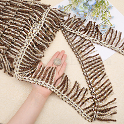 Двухцветная полиэфирная витая веревка с кисточками и бахромой&nbsp;DIY-WH0304-703A