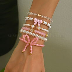 6 шт. 6 стиля стеклянных и пластиковых жемчужных бусин&nbsp;FS-WGEC7E8-01