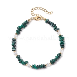 Браслеты из натурального малахита с бусинами для женщин&nbsp;BJEW-JB11742-10