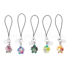 Окрашенный синтетический бирюзовый черепаха подвеска мобильный ремешок&nbsp;HJEW-JM03343