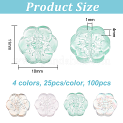 100шт 4 цвета прозрачные стеклянные бусины&nbsp;GLAA-OC0001-35