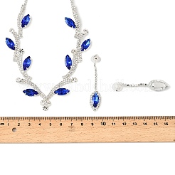 Комплект из висячих серег-гвоздиков и ожерелий с подвесками в виде листьев из латуни и страз для женщин&nbsp;SJEW-M102-03S-02