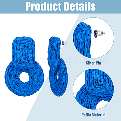 4 пара двухцветных сережек-гвоздиков в форме пончика из рафии&nbsp;EJEW-FI0002-30