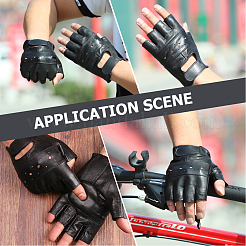 1 пара кожаных перчаток с полупальцами для мужчин&nbsp;AJEW-CL0002-08