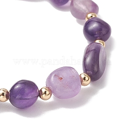 Эластичные браслеты для женщин из натуральных драгоценных камней и латунных бусин.&nbsp;BJEW-JB13414