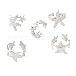 5 шт. открытые манжеты из нержавеющей стали 304 для женщин&nbsp;RJEW-K313-10P