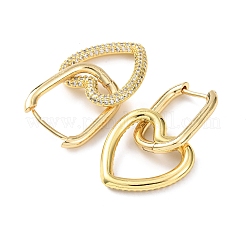 Серьги-кольца из латуни с микро-паве из фианита&nbsp;EJEW-G274-08G-01