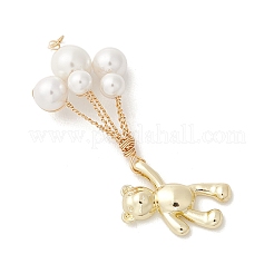 Большие подвески из сплава и ракушек с медной проволокой&nbsp;PALLOY-JF04808-02