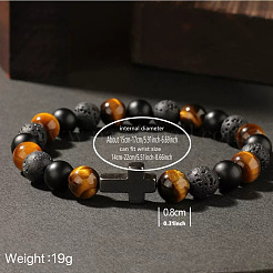 Эластичные браслеты из натуральных бусин тигрового глаза&nbsp;LL8667