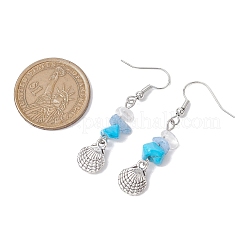 Натуральный & синтетический смешанный камень болтается серьги&nbsp;EJEW-JE06147