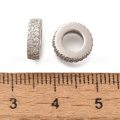 Реечное покрытие латунь микро паве прозрачный кубический цирконий европейские бусины&nbsp;KK-H508-10P