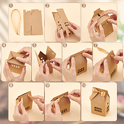 Картонные бумажные коробки для конфет в форме полого домика&nbsp;CON-WH0084-82A