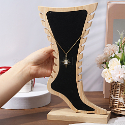 Подставки для ножных браслетов из бамбука и бархата в форме ступни&nbsp;ODIS-WH0030-140A