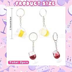 2 шт. 2-цветные прозрачные брелки в виде напитков из смолы&nbsp;KEYC-YW00240