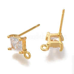 Серьги-гвоздики из латуни с прозрачным кубическим цирконием для женщин&nbsp;EJEW-B107-11G