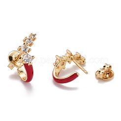 Серьги-кольца из латуни с прозрачным кубическим цирконием и прозрачным паве&nbsp;EJEW-F264-04-G