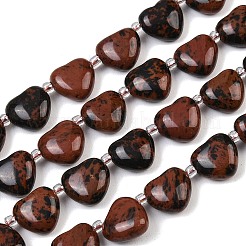 Натурального красного дерева обсидиана бисер нитей&nbsp;G-NH0069-A09