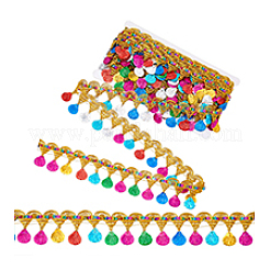 Отделка из полиэстерового цветного кружева с кисточками&nbsp;SRIB-WH0011-308B