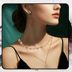 2 комплект 2-х цветных комплектов цепочек-звездочек из сплава со стразами&nbsp;NJEW-SC0001-54