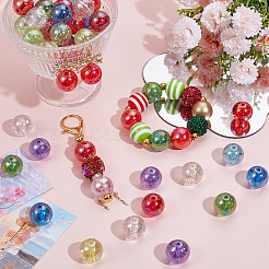 50 шт. прозрачные акриловые бусины цвета AB с блестками&nbsp;TACR-SC0001-25