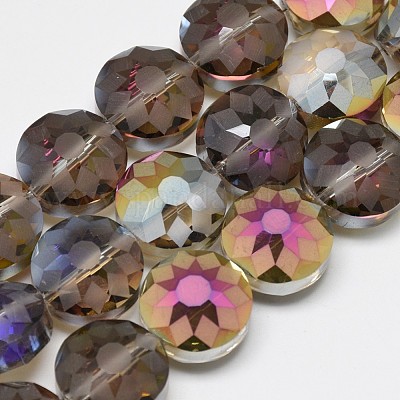 Стеклянные бусины с гальваническим покрытием  EGLA-Q084-14mm-01-1