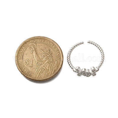 Открытые манжеты из латуни с микропаве и прозрачным цирконием для женщин RJEW-R005-06G-1