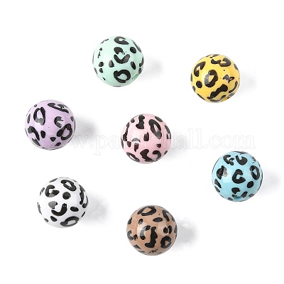 28 шт. двухцветные непрозрачные акриловые бусины с принтом&nbsp;OACR-FS0002-46-1