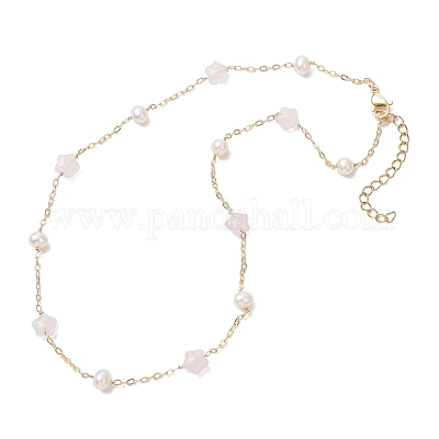 Ожерелья из цепочек из натурального розового кварца NJEW-JN05687-01-1